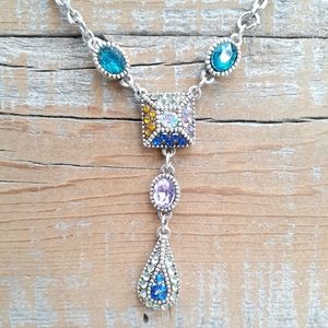 Stone crystal Drop silver Necklace